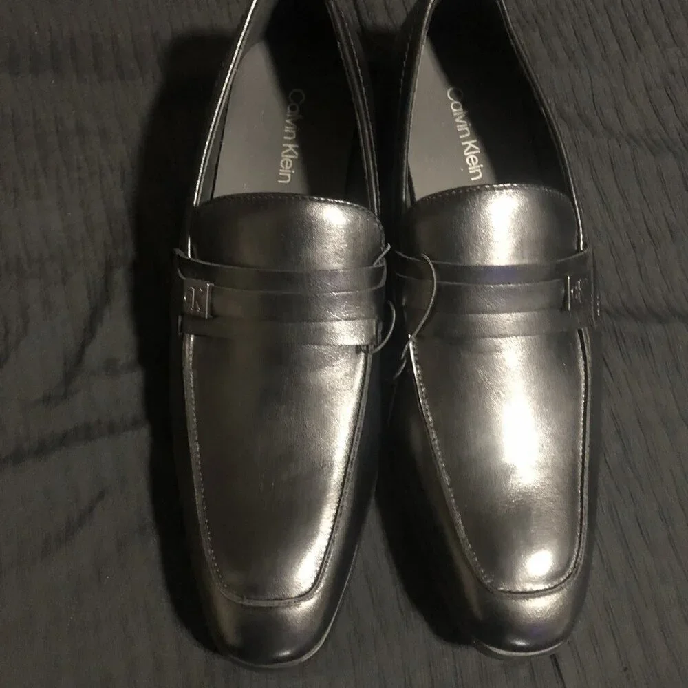 Calvin Klein Men's Dress Shoes, Size 9.5, CMJIMNON-R, Solid Black, Slip-On